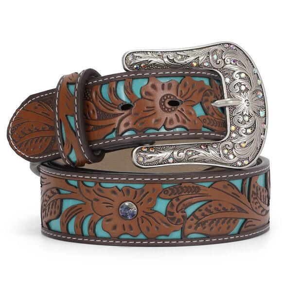 9711 Western Belts For Women Cowgirl,cowboy Bling Country Turquoise